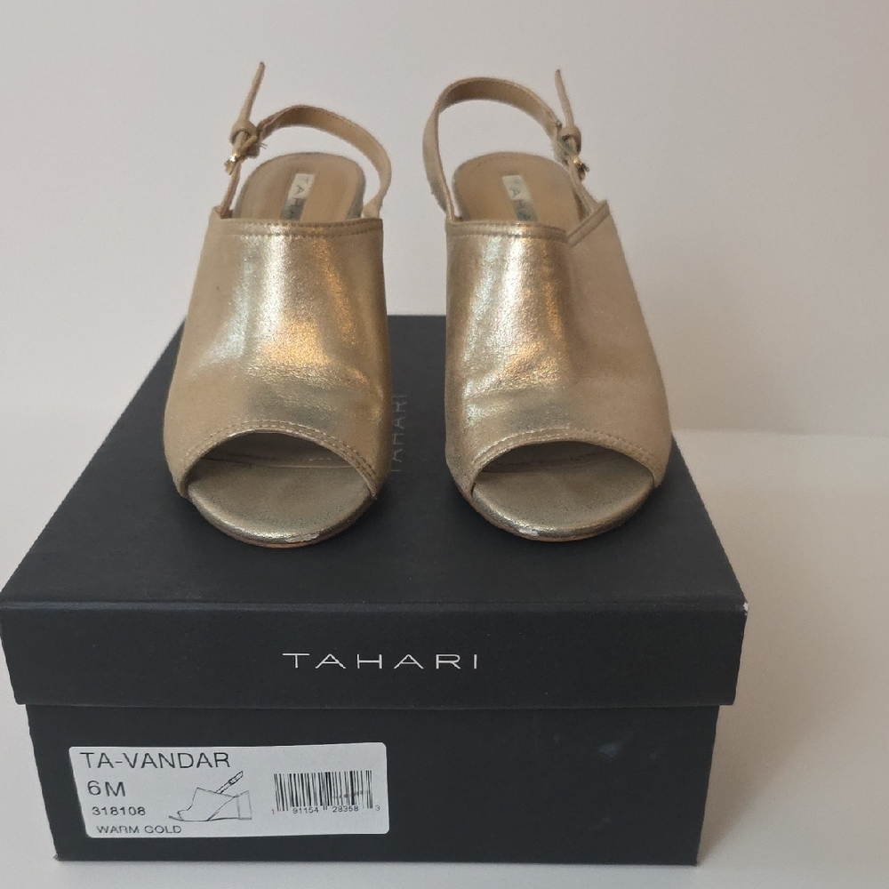 Tahari Women's Warm Gold Slingback Heels